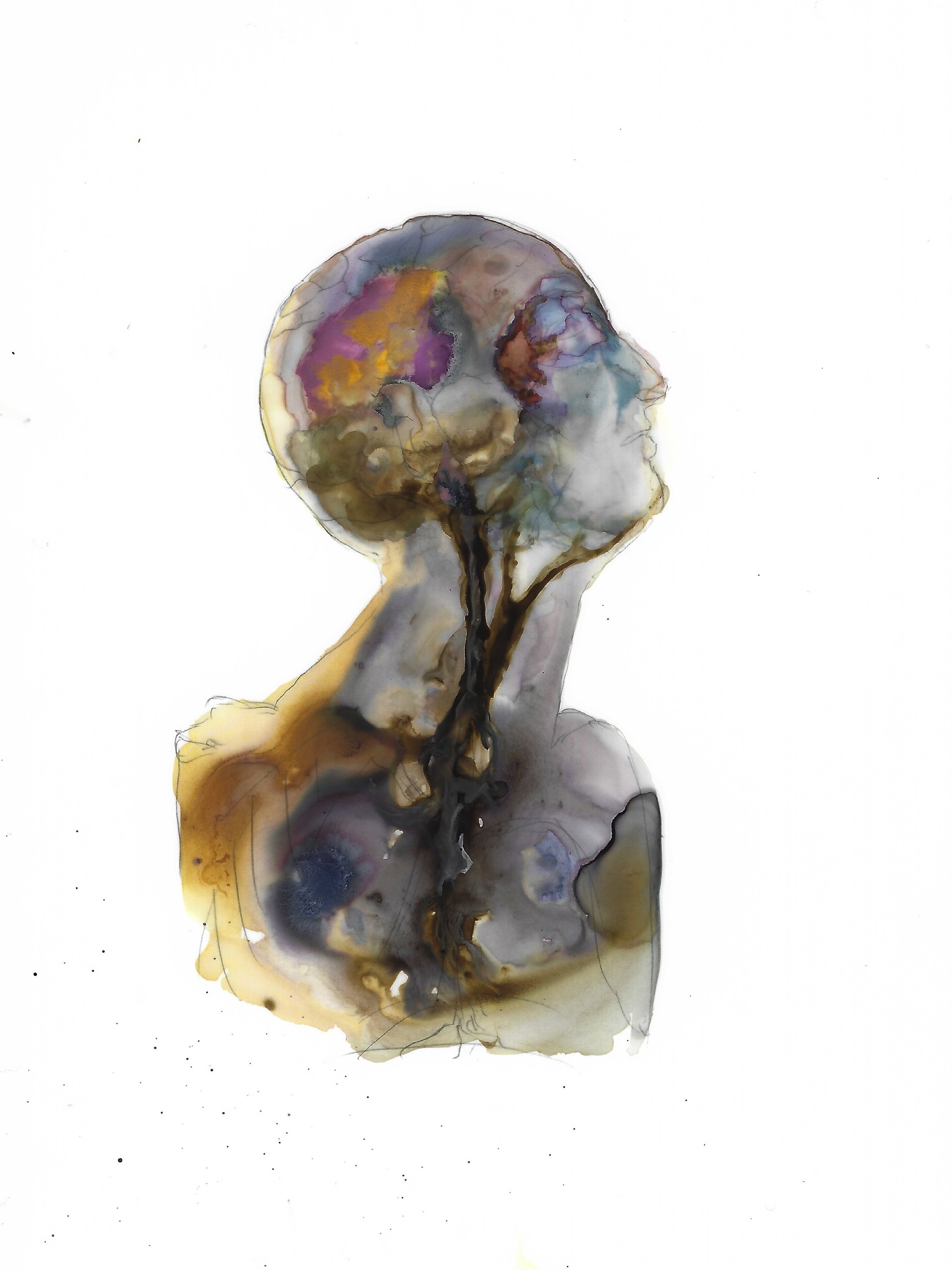 Poiesis , 2018, Gouache, watercolor and acrylic ink on yupo, 6 x 4.5 in