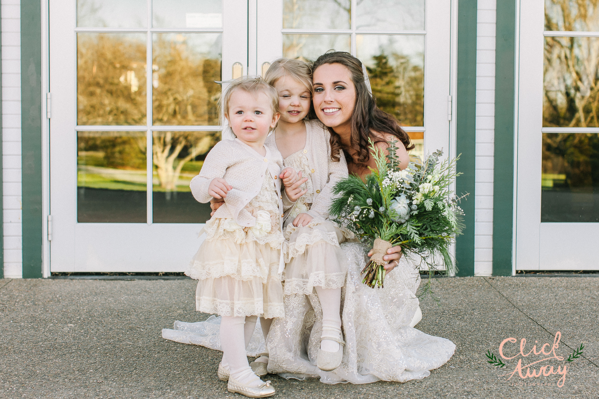 bride with flower girls in Ohio wedding