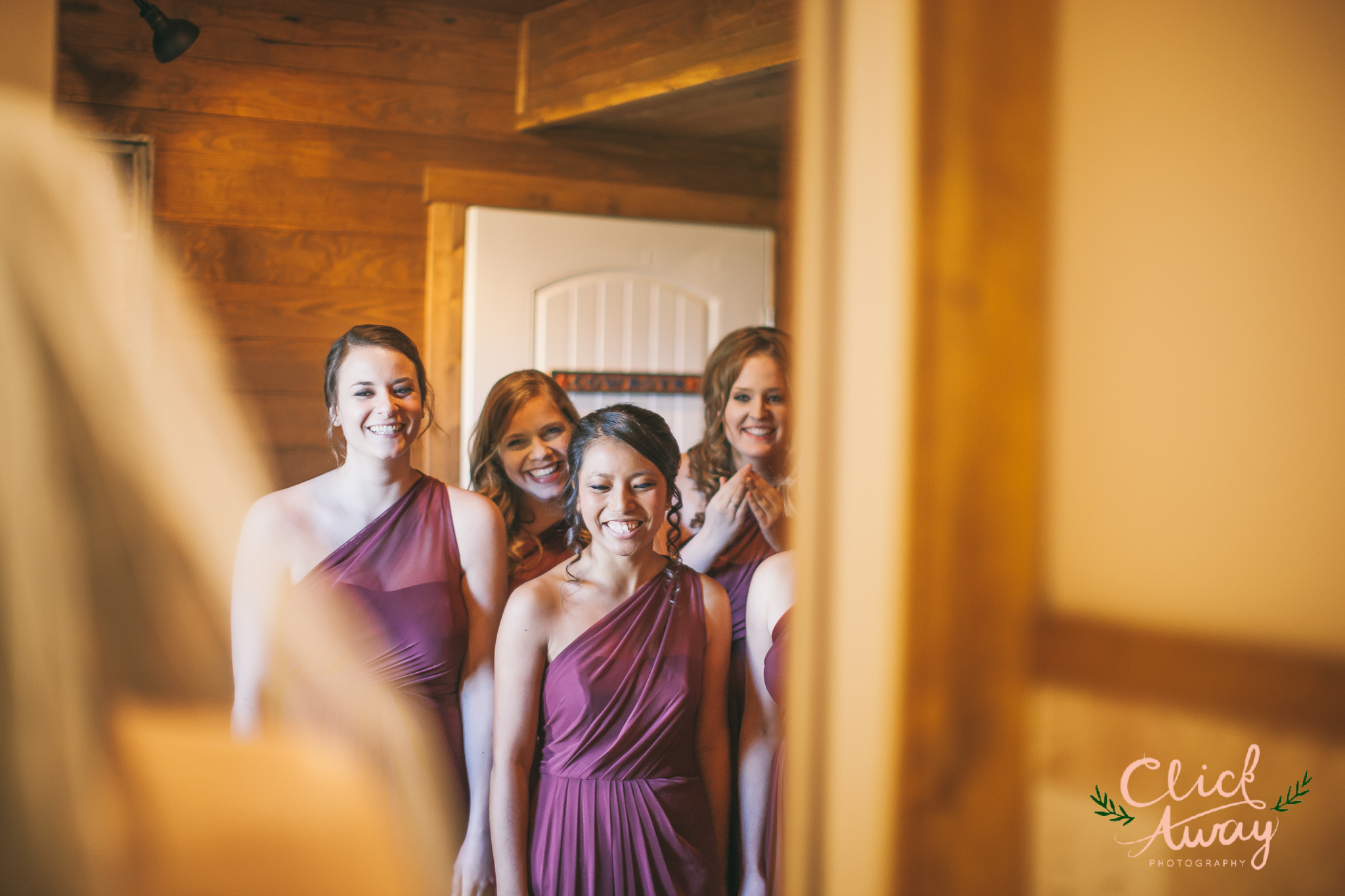 bridesmaids reacting to bride's dress