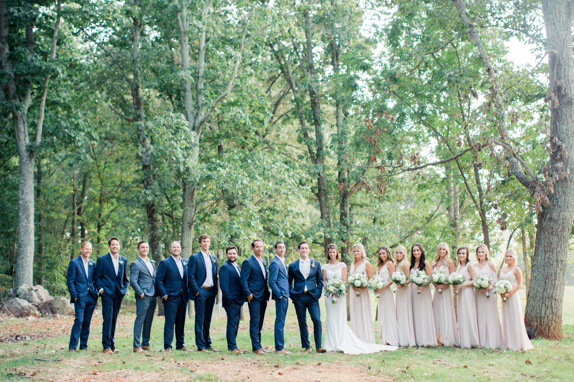 Bridal party in farmhouse wedding