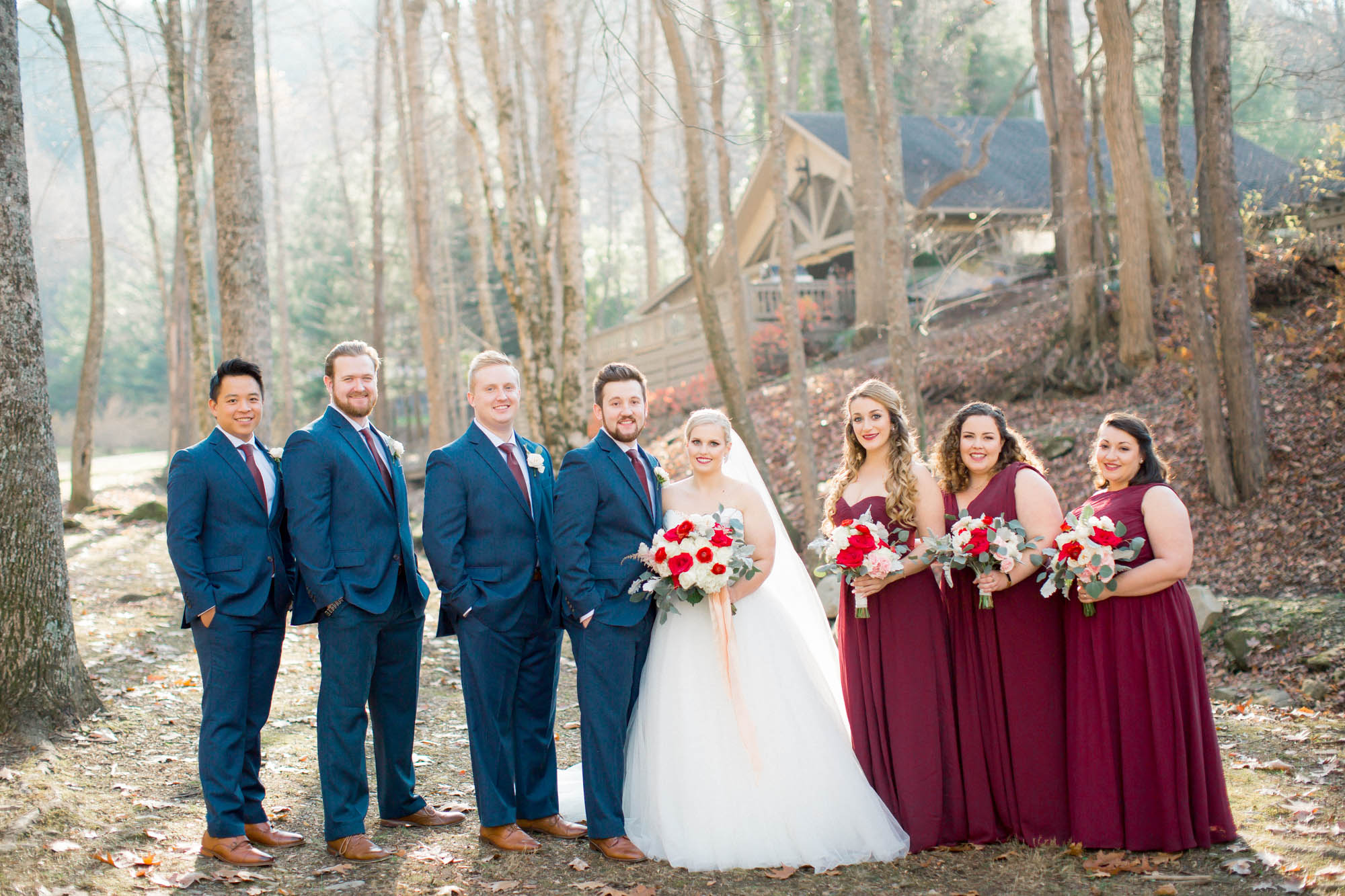 Bridal party mountain wedding hawkesdene Andrews, NC