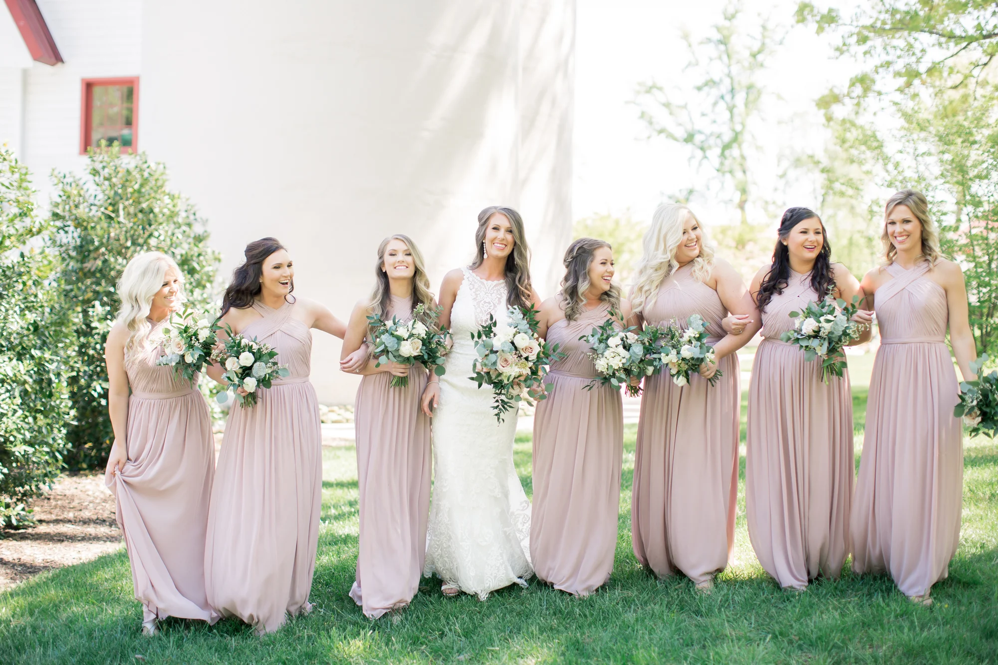 bridesmaid dresses and flowers
