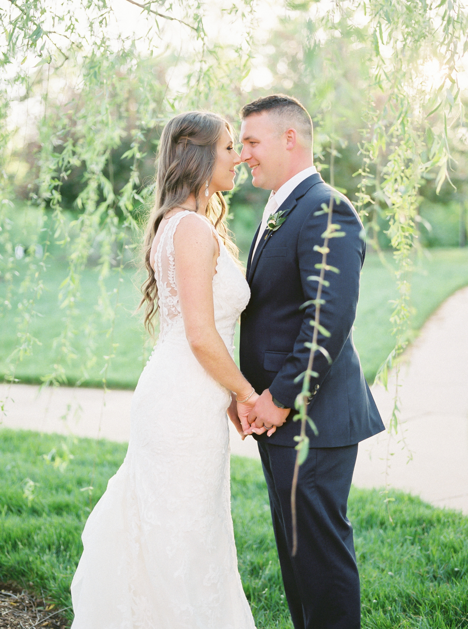 bride and groom kiss