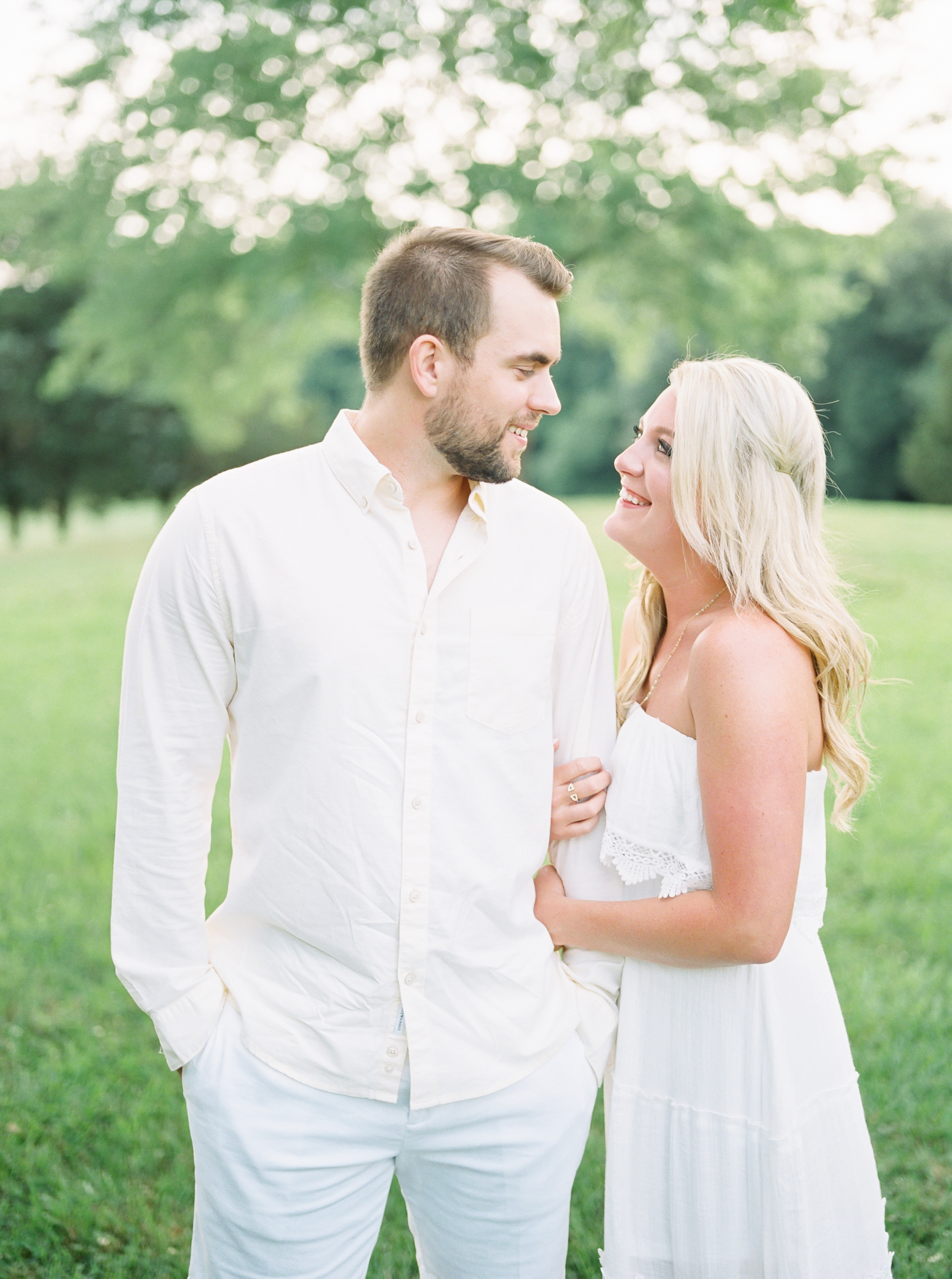 engagement session all white outfits