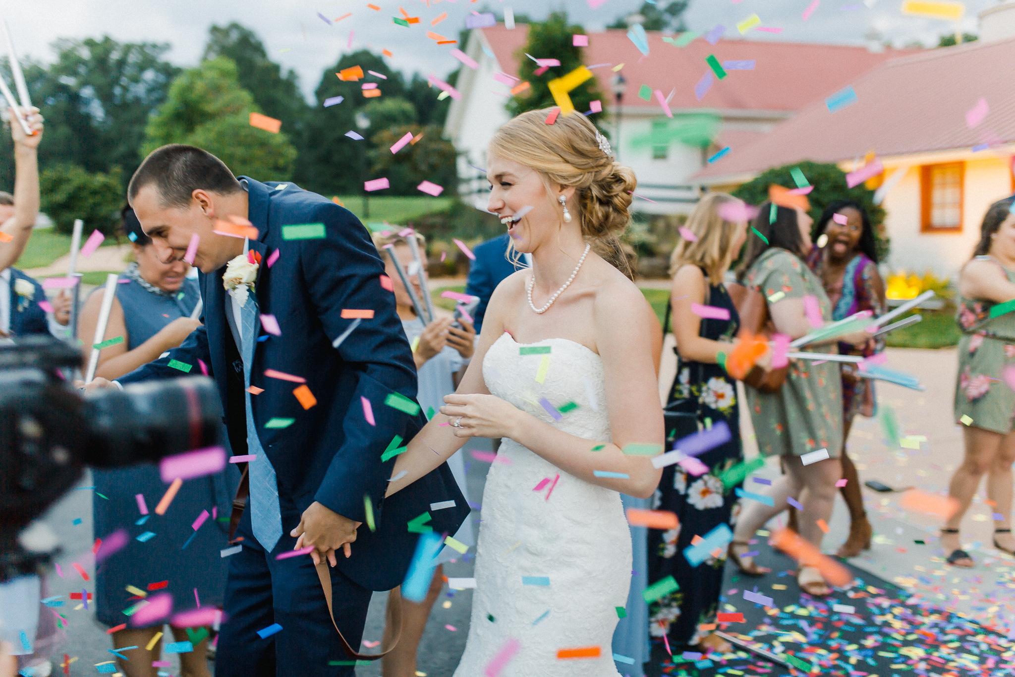 wedding exit at winmock at kinderton