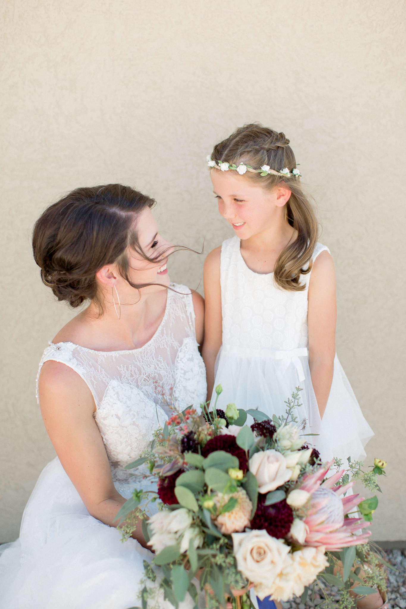 bride with flower girl