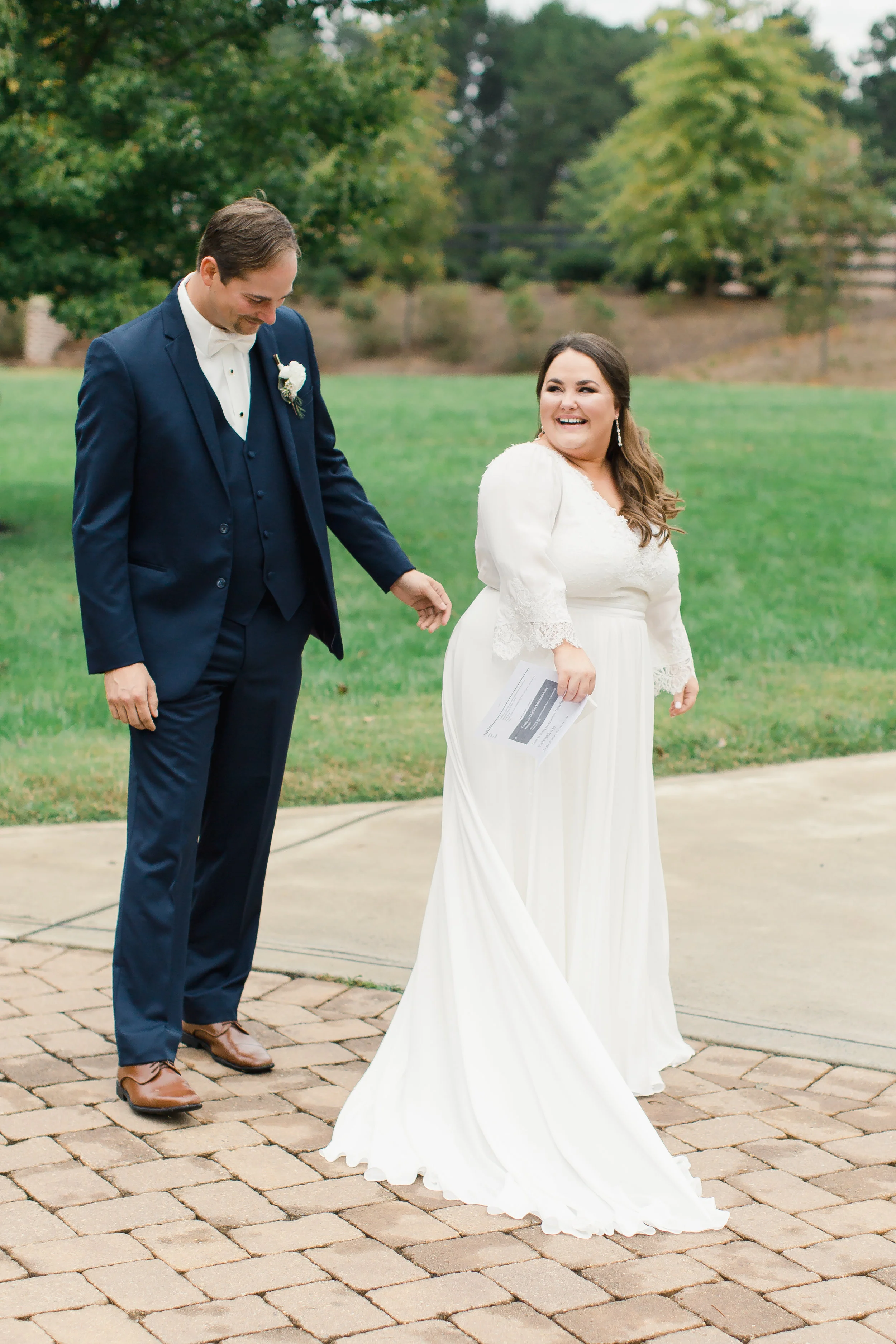 first look at mooresville wedding venue