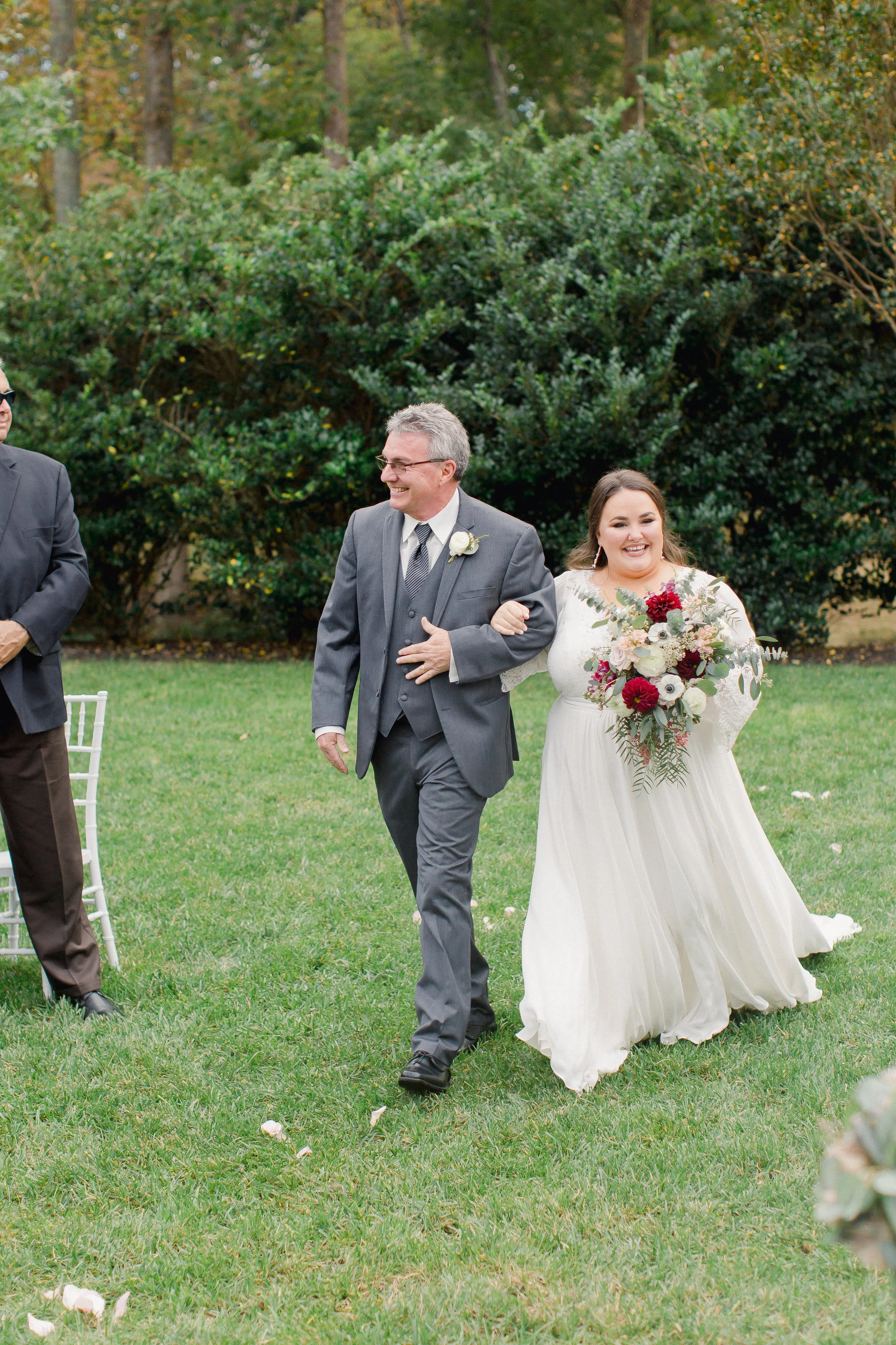 bride walks down the aisle