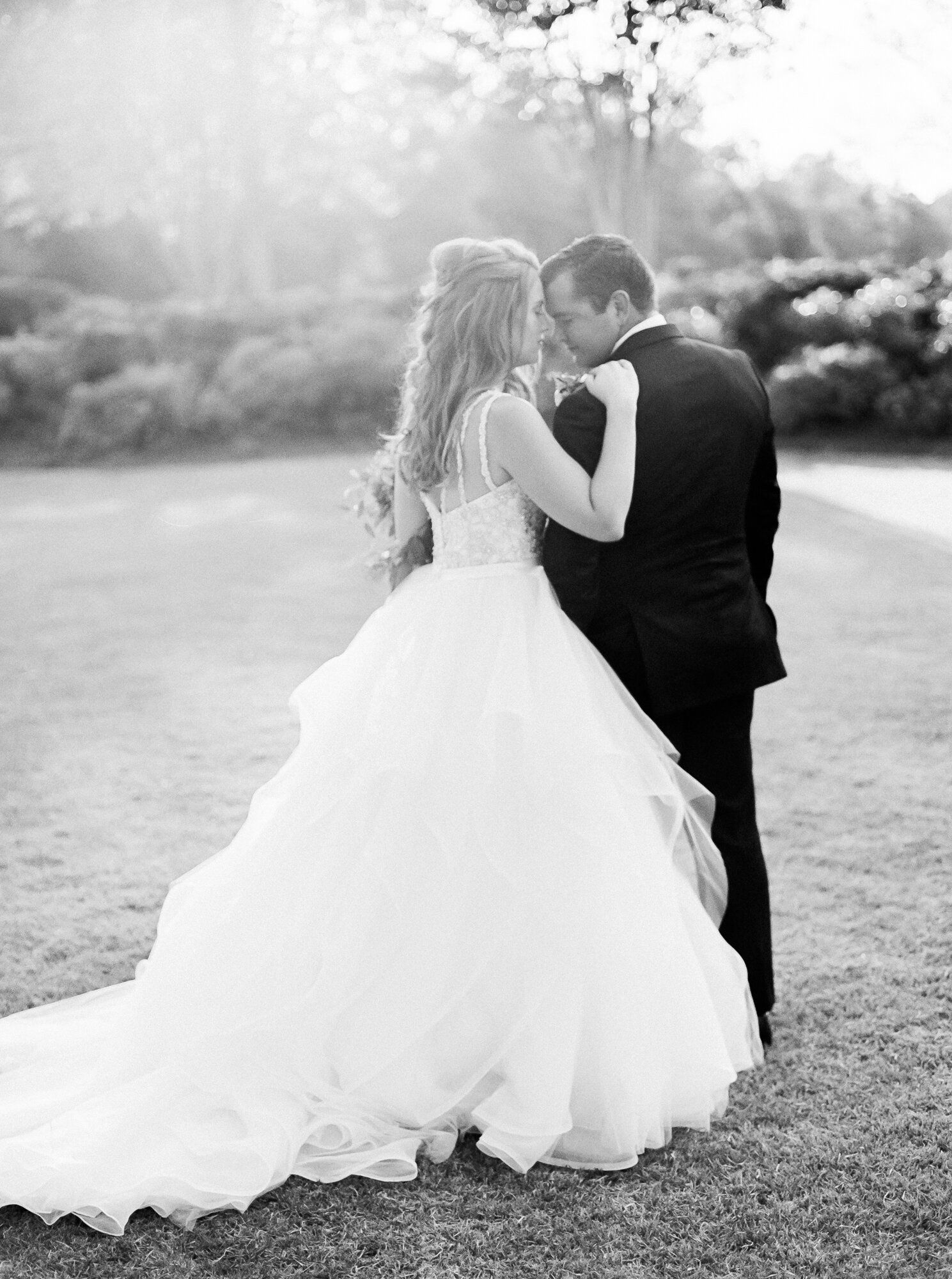 Black and White photo of bride and groom