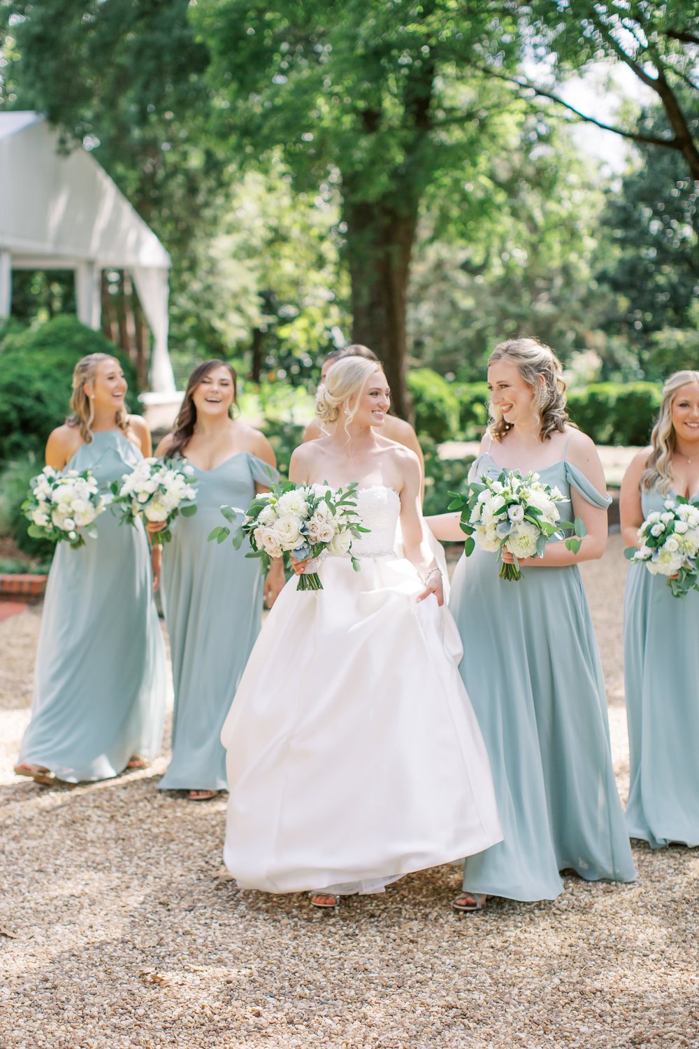 Bridesmaids in Sage Green Dresses