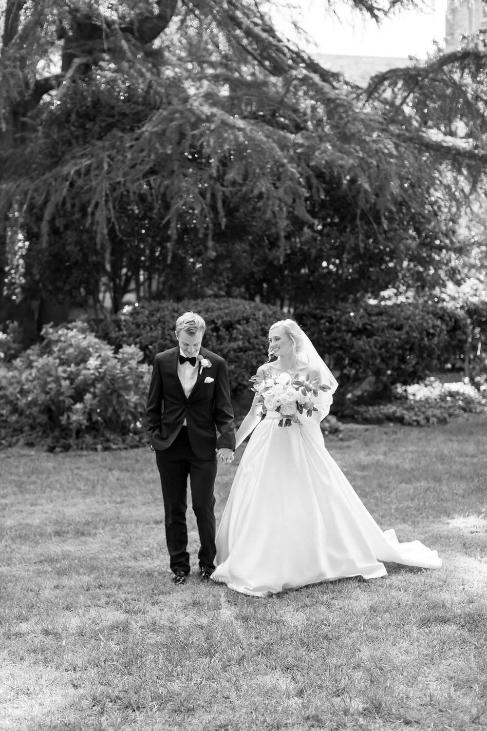bride and groom portraits in black and white
