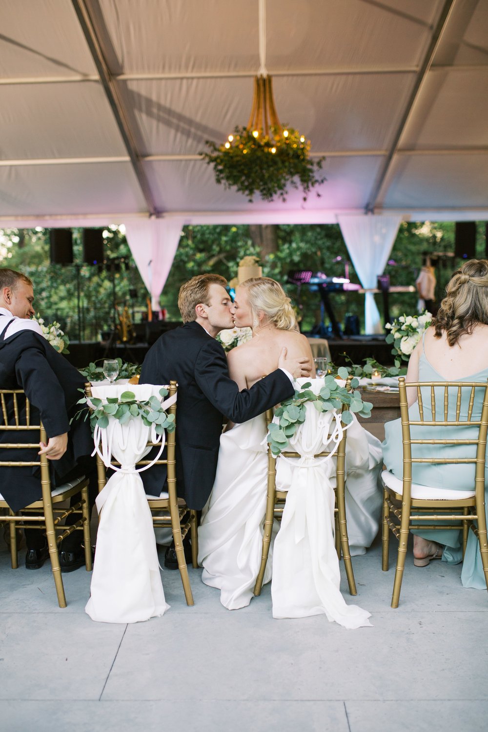 bride and groom at wedding reception in NC