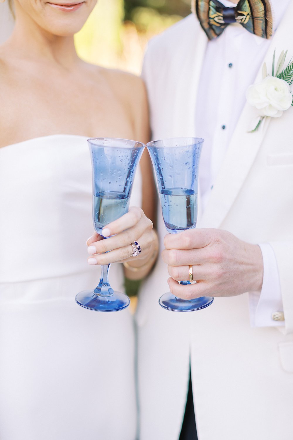 Bride and Groom with Champagne at Wedding