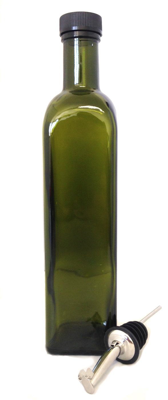 2 x 500ml with Chalkboard Labels nicebottles Dark Green Olive Oil Dispenser with Stainless Steel Weighted Pourer Square 
