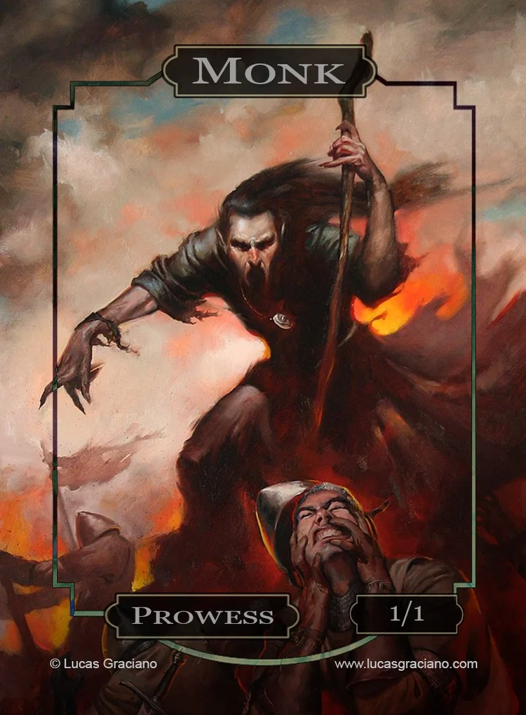 mtg pay 7 life draw 7 cards Monk Token (1/1 - Prowess) by Randy Gallegos main image 1