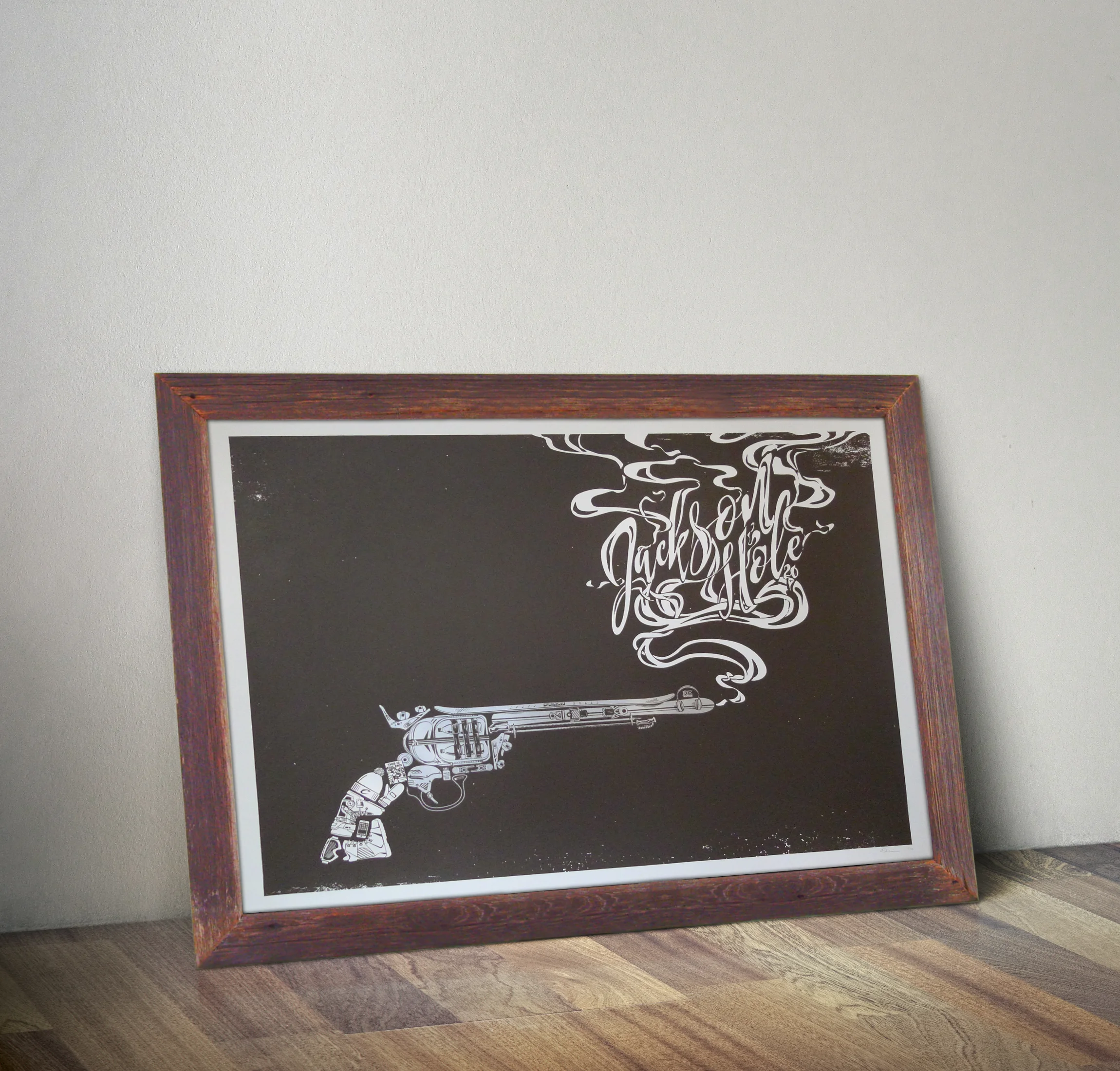 Jackson Hole Wildwest Board & Ski-shooter Poster