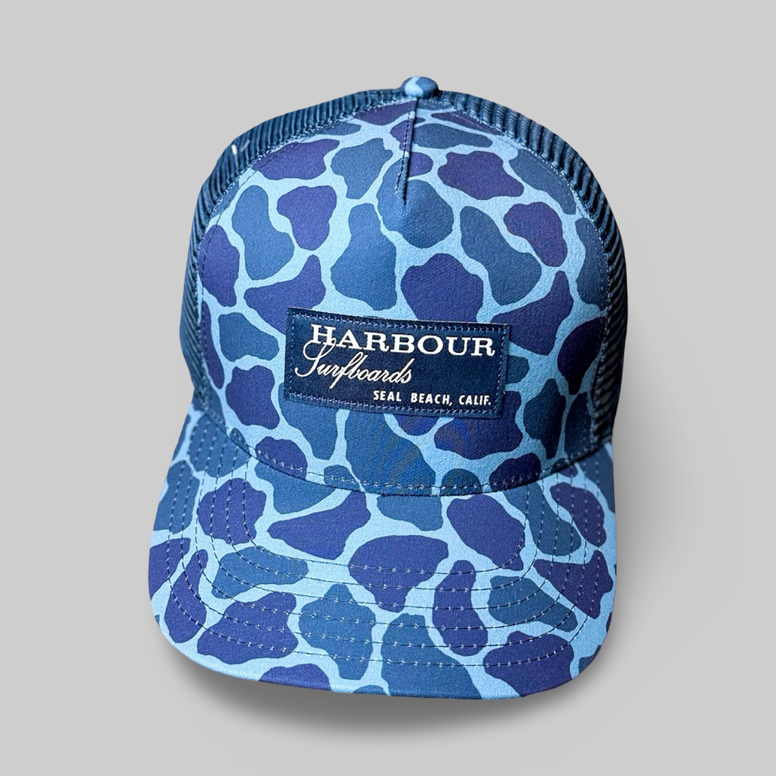 Harbour rectangle camo hat - ocean blue duck camo