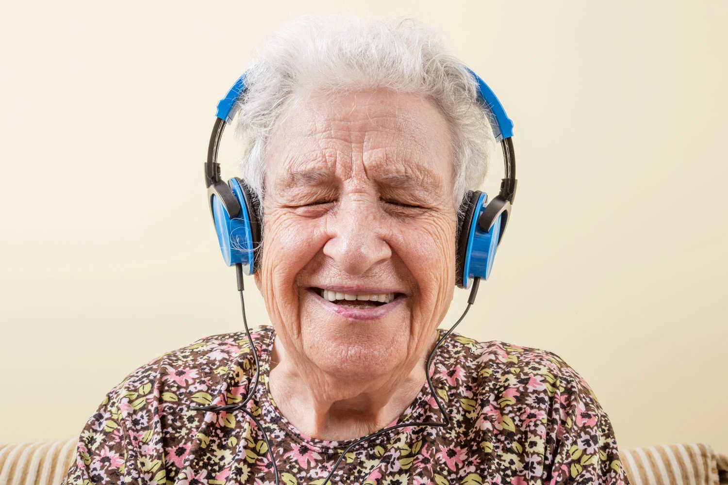 Grandma laughing while listening to music! bella magazine