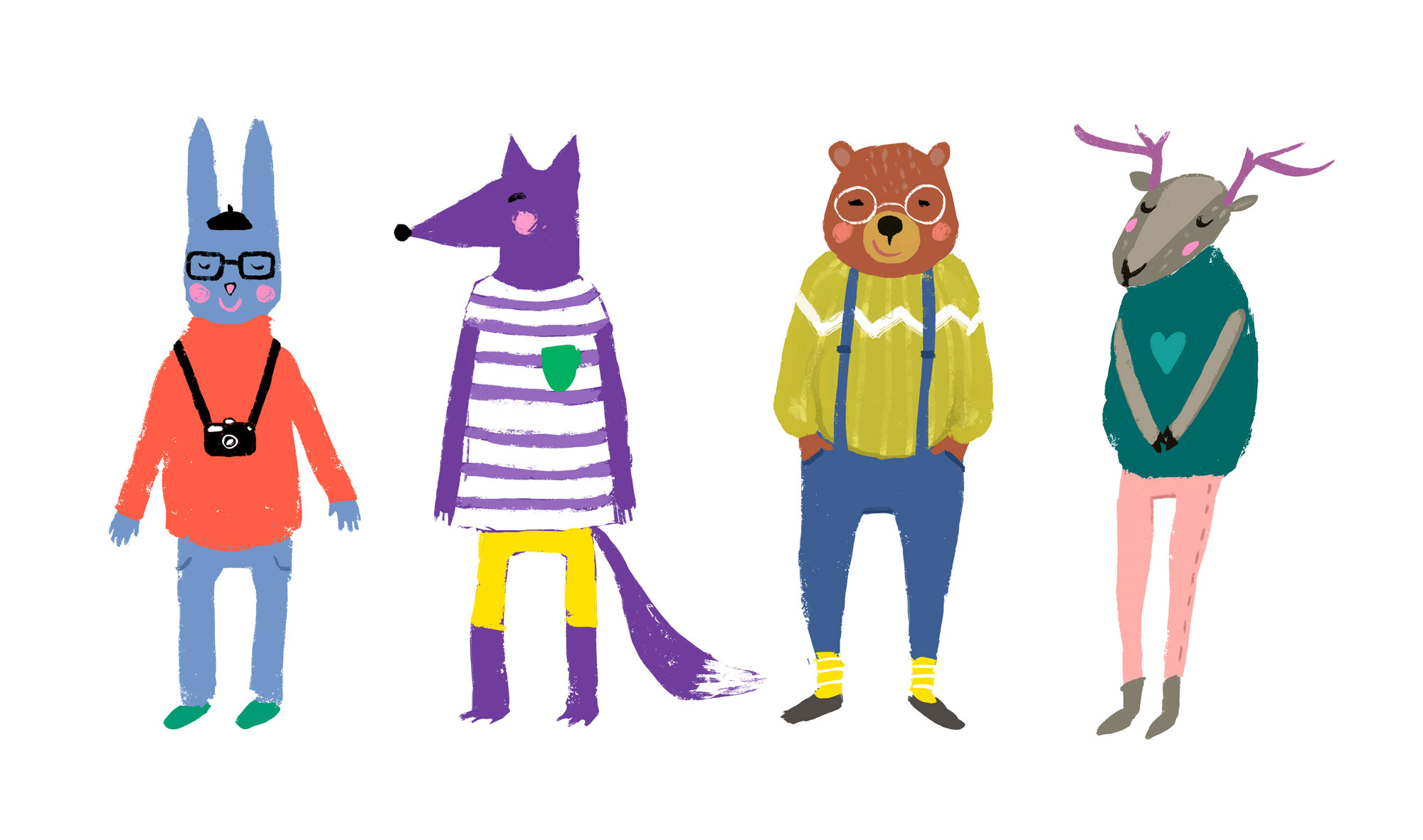Hipster animals dressed and ready for school. bella mag 