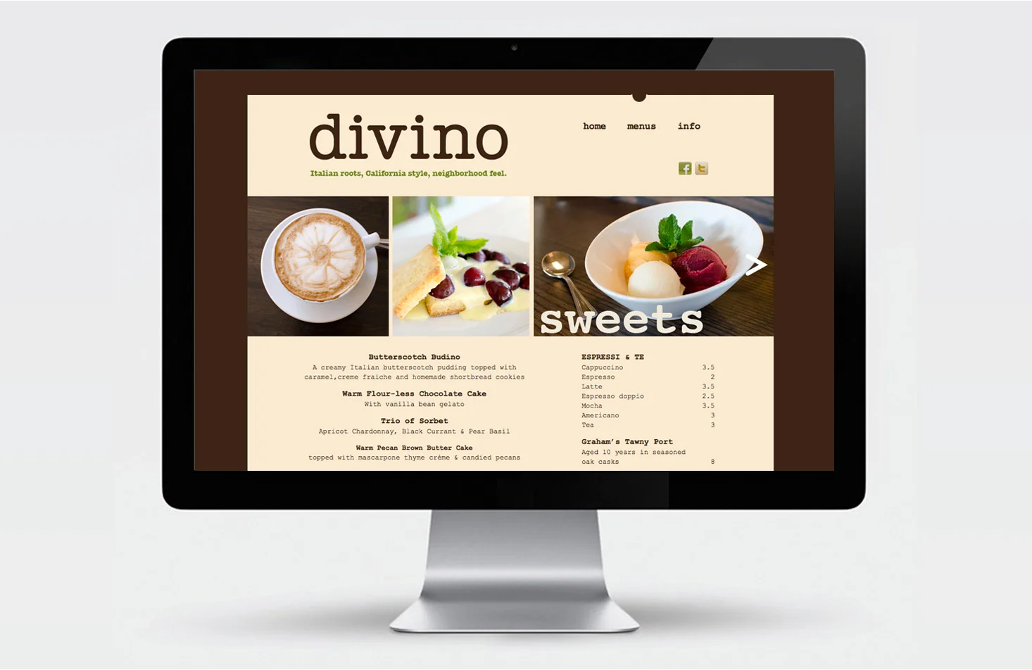 Divino dessert menu
