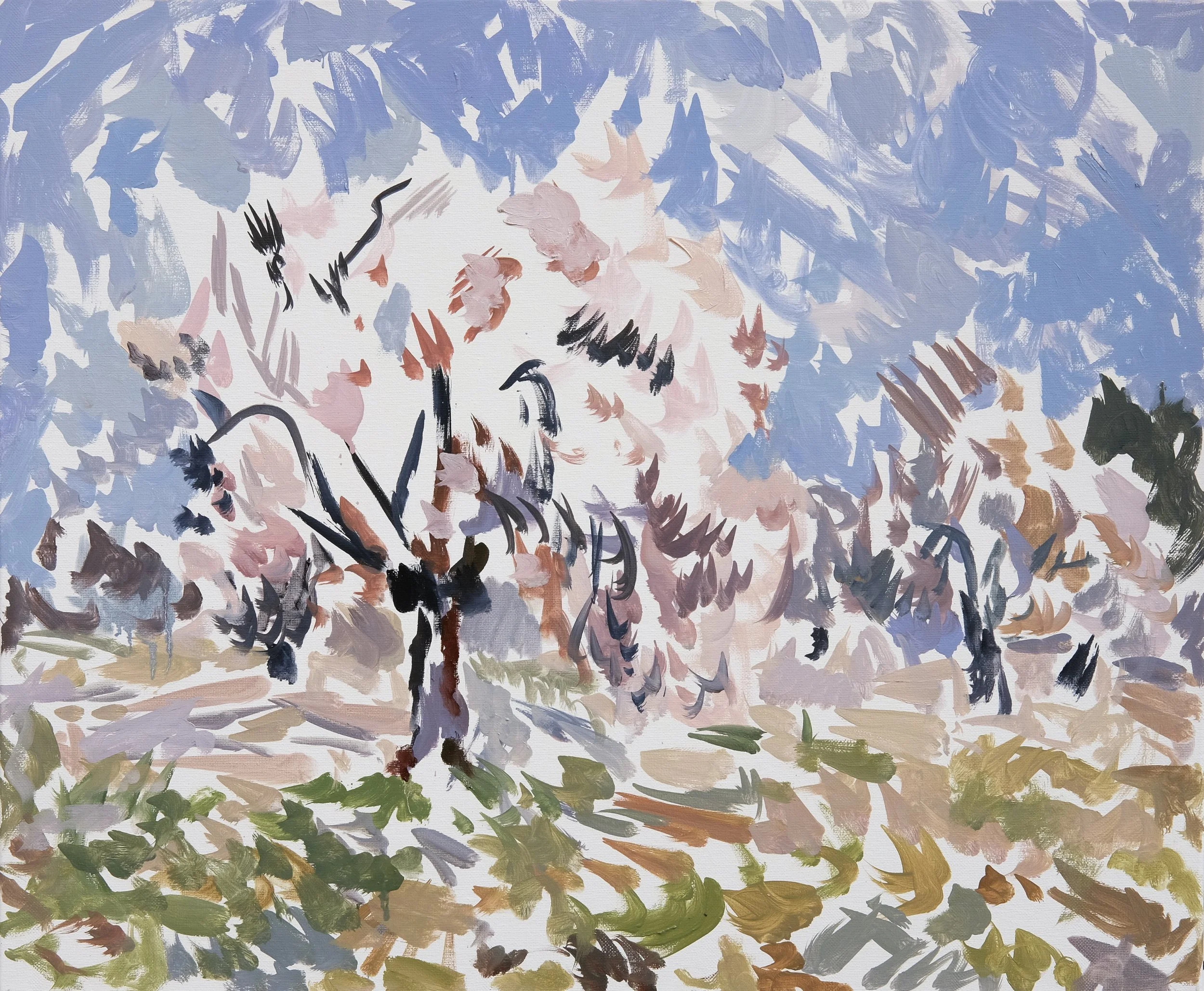  O’Neill Cushman oil painting en plain air Almond Blossoms series in Aix en Provence 