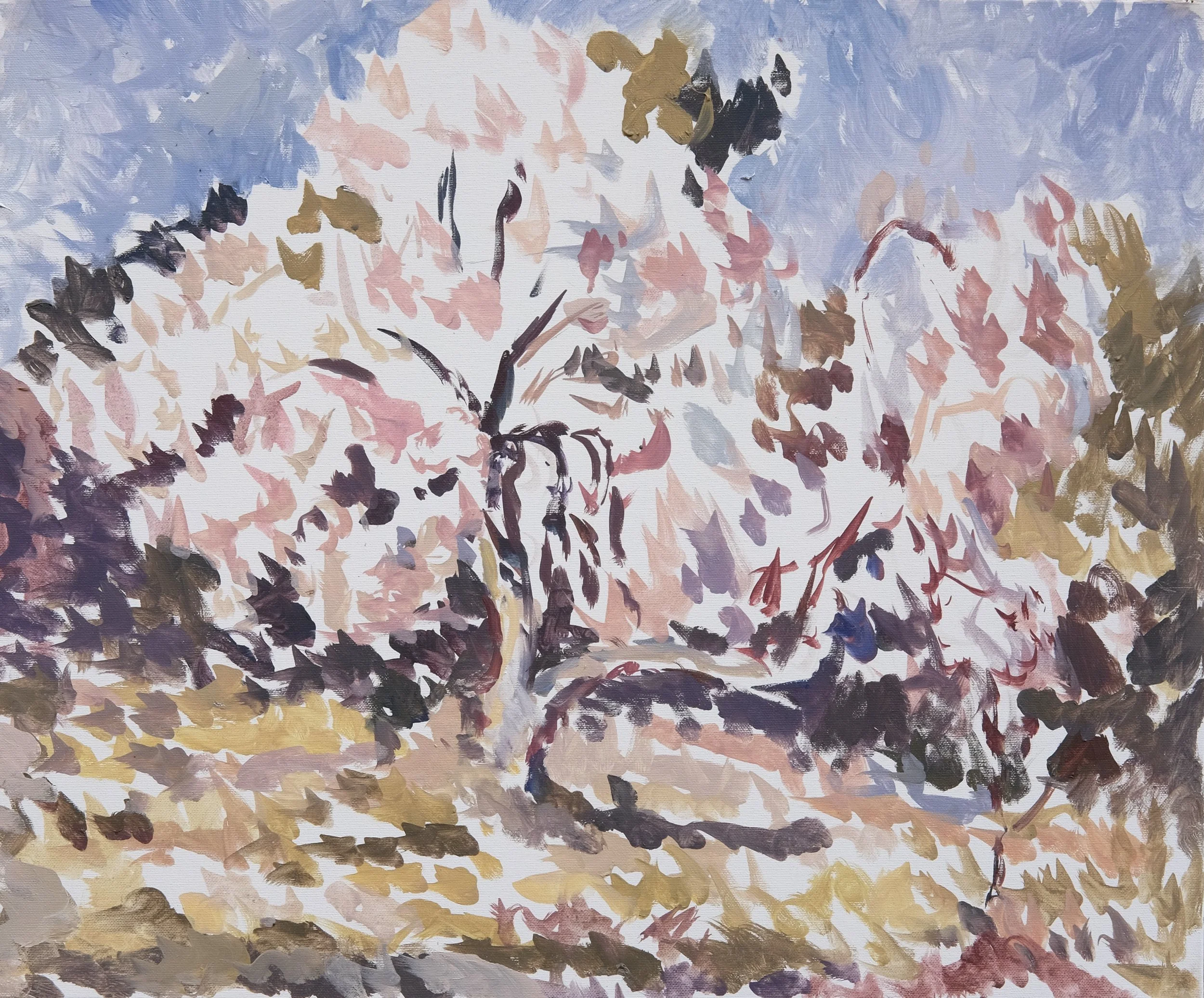  O’Neill Cushman oil painting en plain air Almond Blossoms series in Aix en Provence 