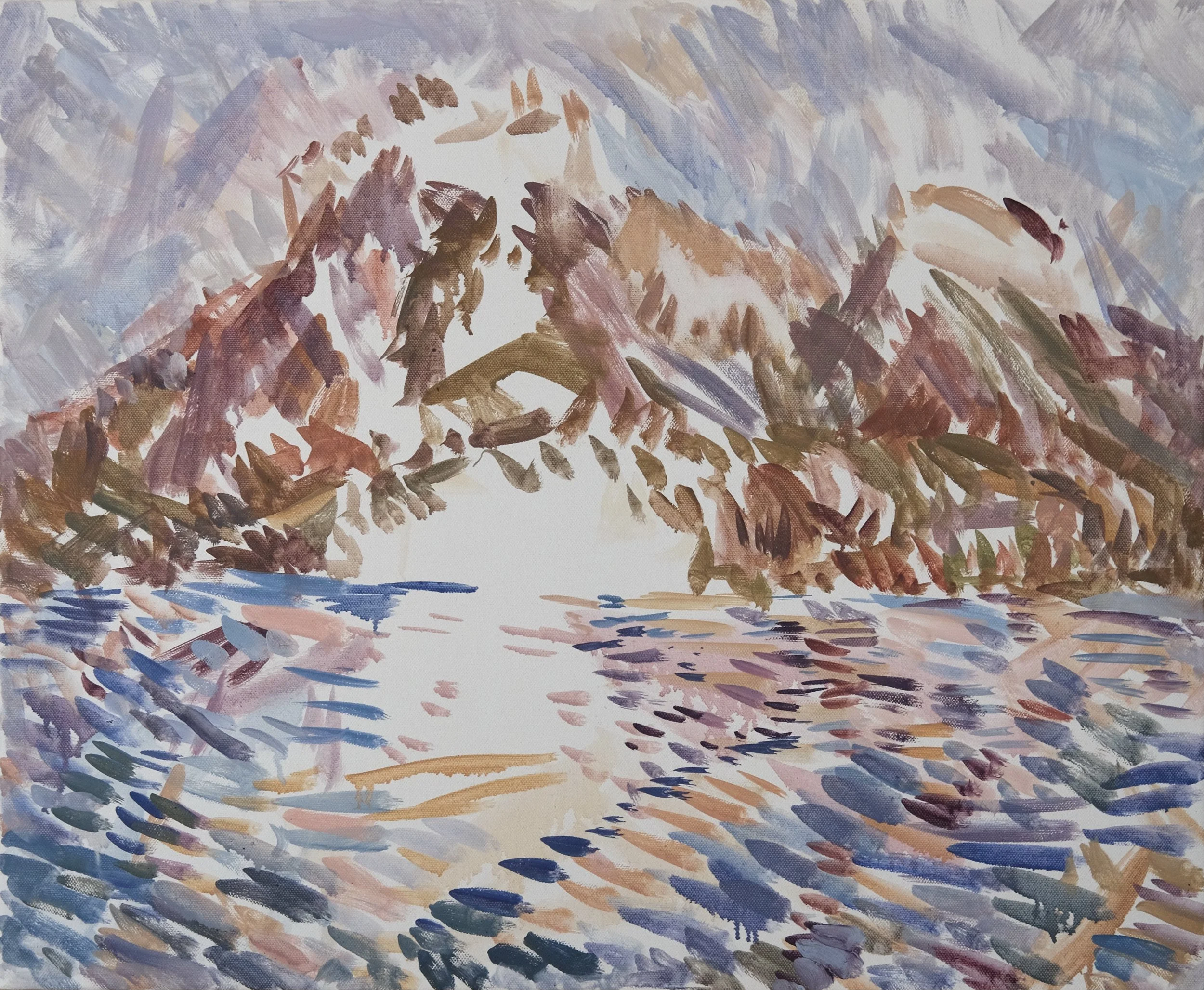  O’Neill Cushman oil painting en plain air Les Dents de Lanfon and Lac d’Annecy series Marchutz School artist painter 