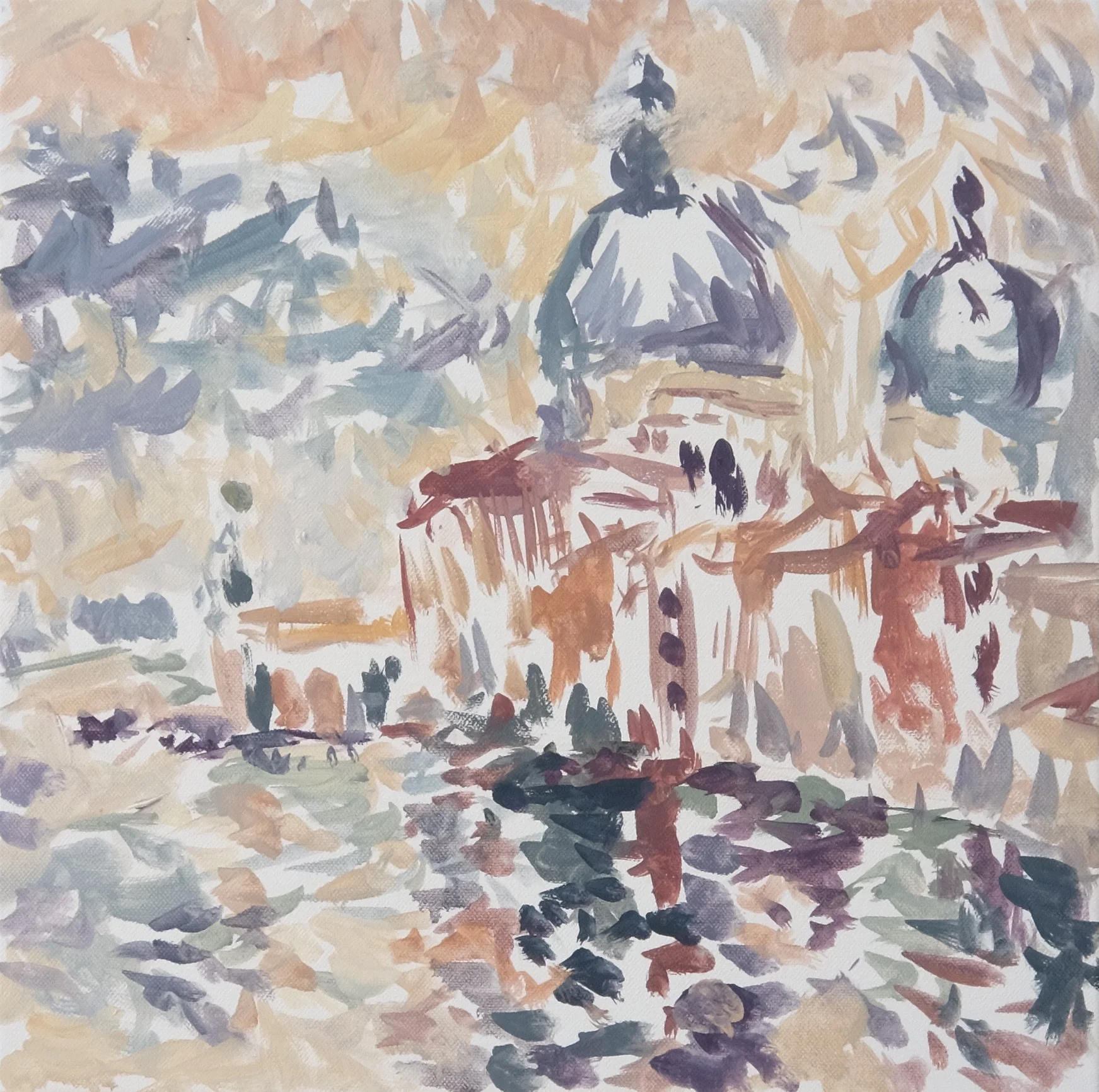  O’Neill Cushman oil painting en plain air Sunrise on the Accademia Bridge looking at the Salute series in Venice Marchutz School artist 