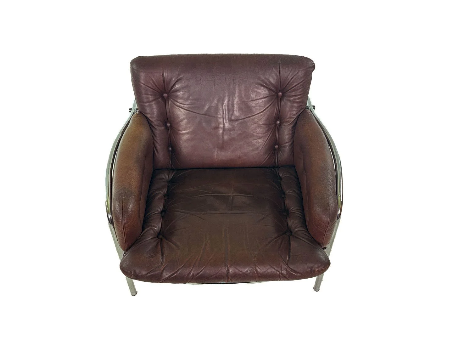 Vintage SZ08 Osaka fauteuil van Martin Visser voor Spectrum – bovenaanzicht met zitvlak en chromen structuur