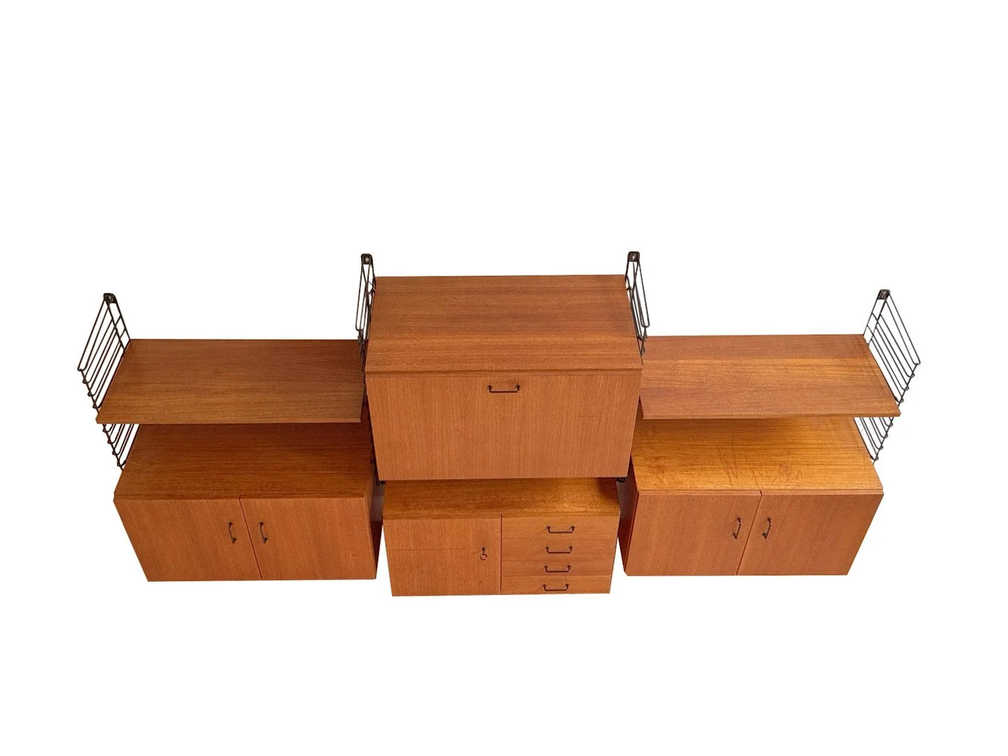 Wide teak wall unit by Musterring – top view