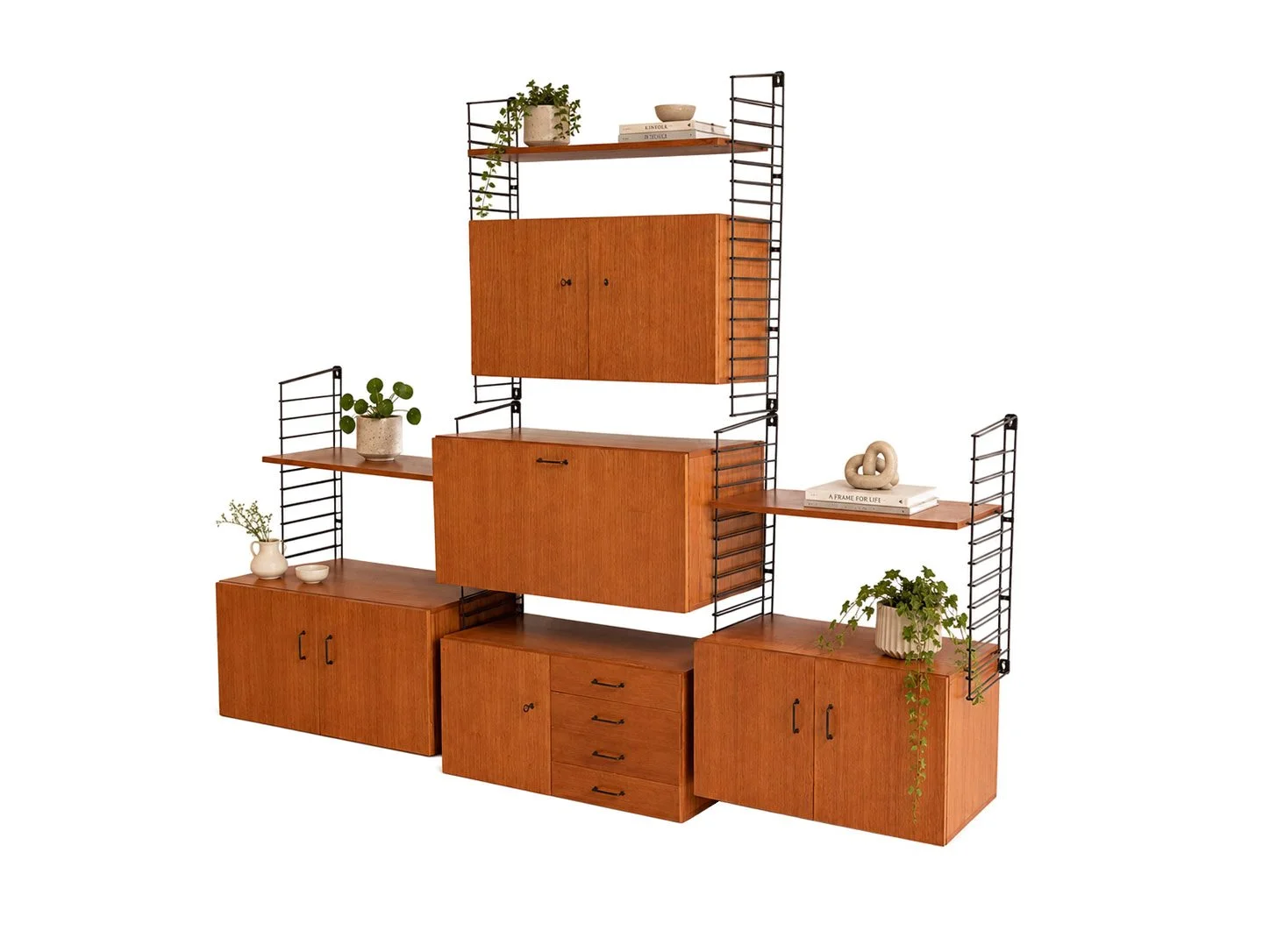 Vintage teakhouten wandsysteem Musterring – modulair design
