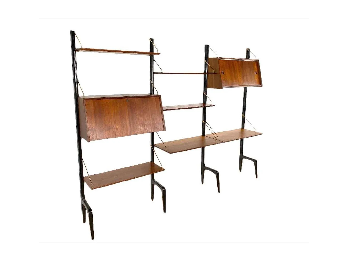 Louis van Teeffelen Wébé wandsysteem teak en messing detail.