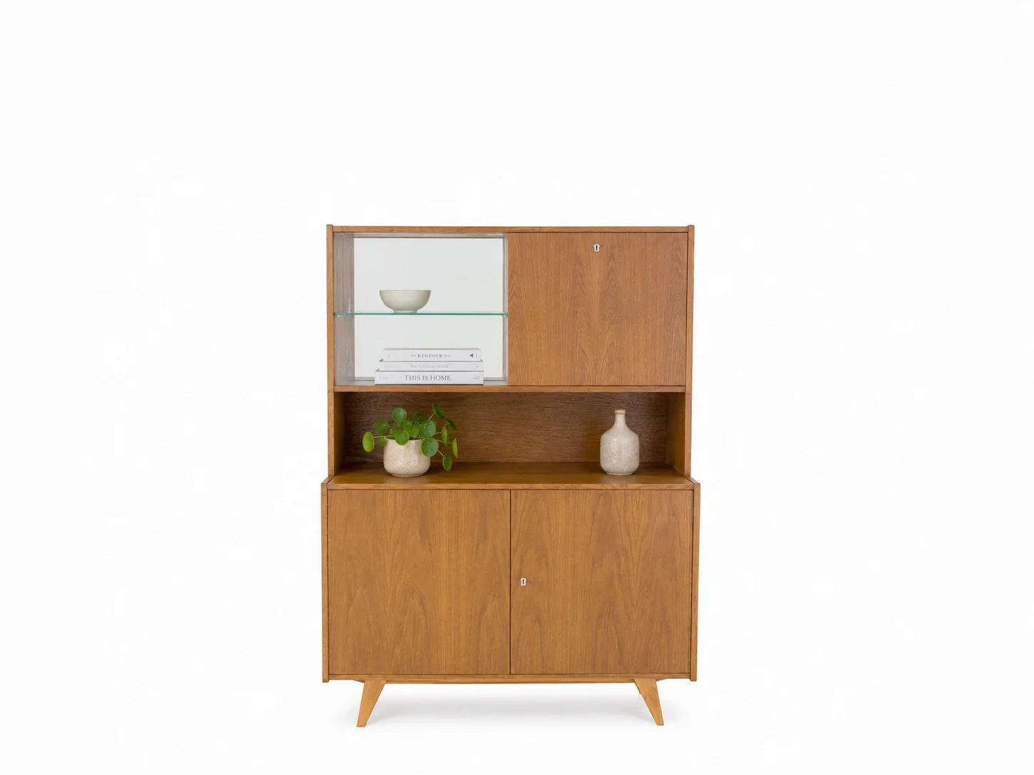 VINTAGE THREE-PIECE U-450 CABINET WITH BEVERAGE CABINET AND DISPLAY CASE BY JIRI JIROUTEK - INTERIER PRAHA
