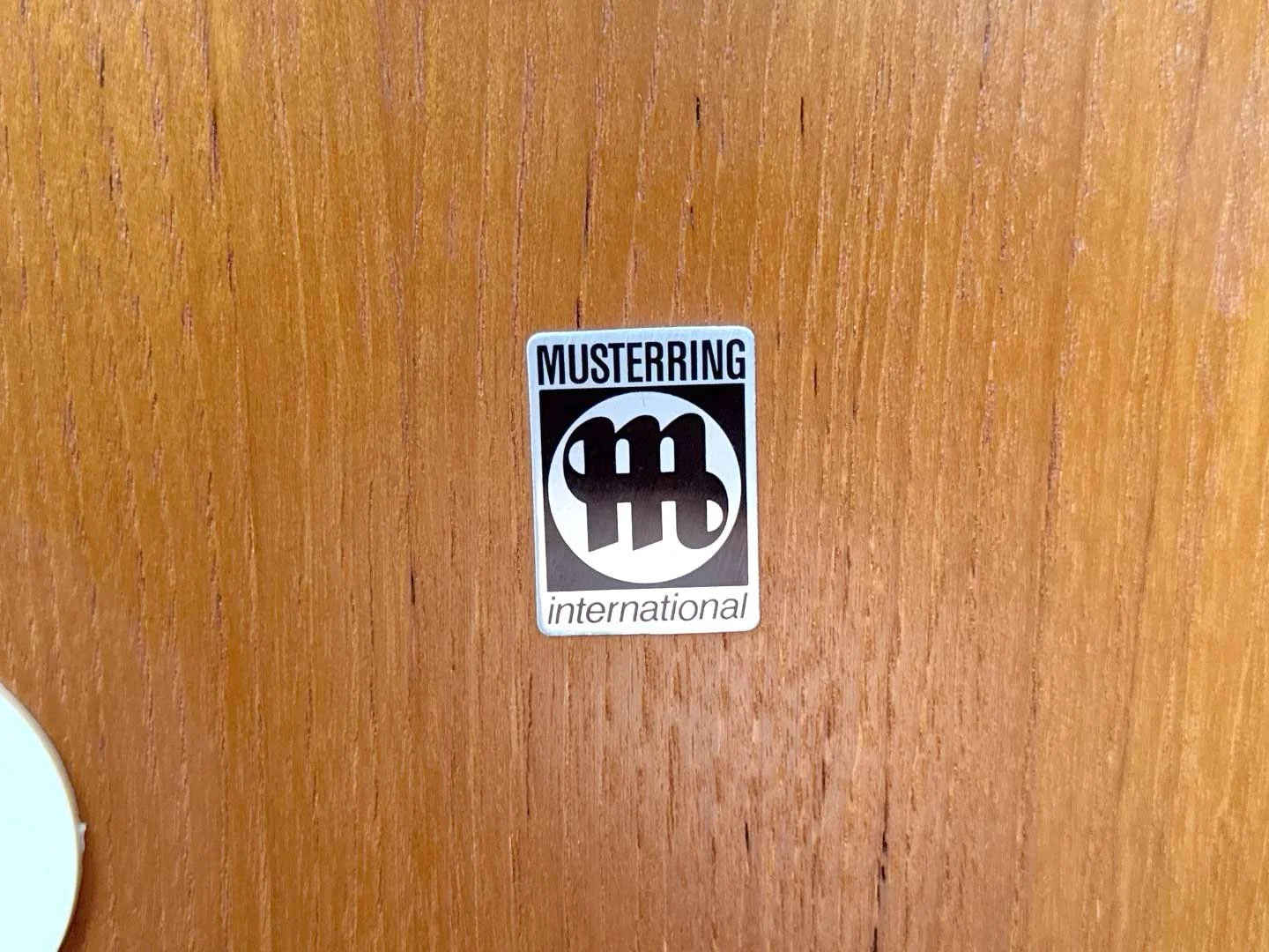Mid-century Musterring wall system – close-up of the original brand label