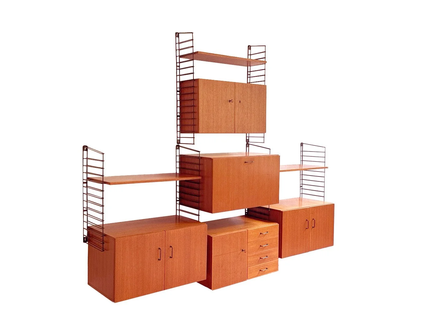 Vintage teak Musterring wall unit – left side view at an angle