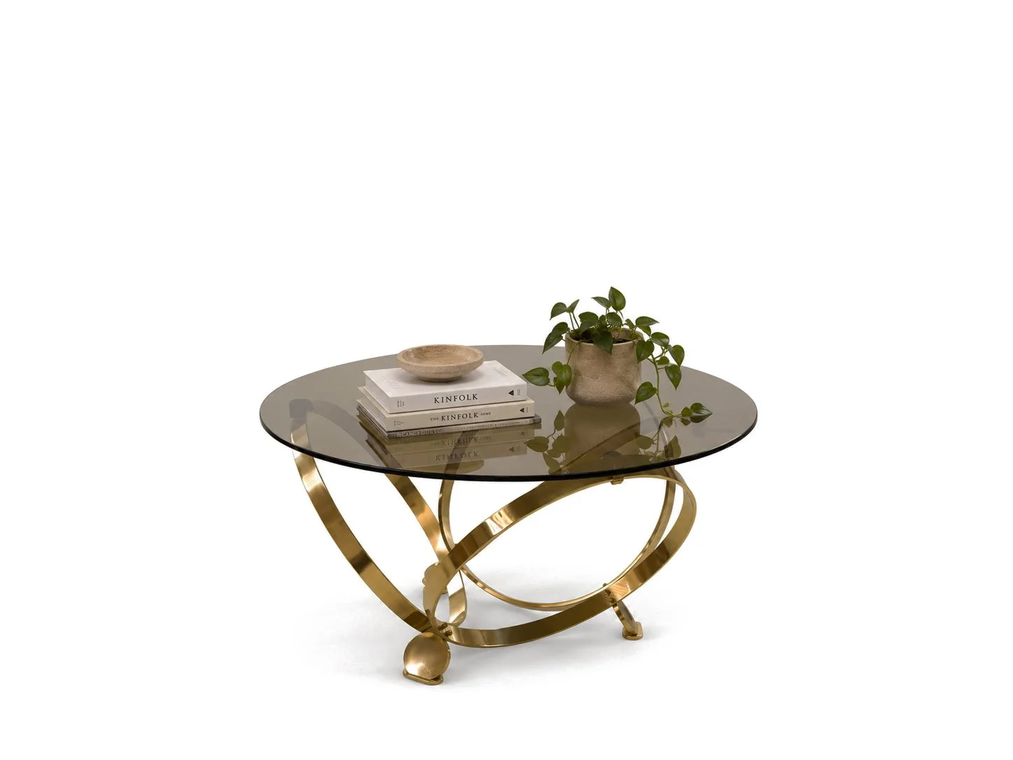 Knut Hesterberg Round Coffee Table in Brass with Smoked Glass
