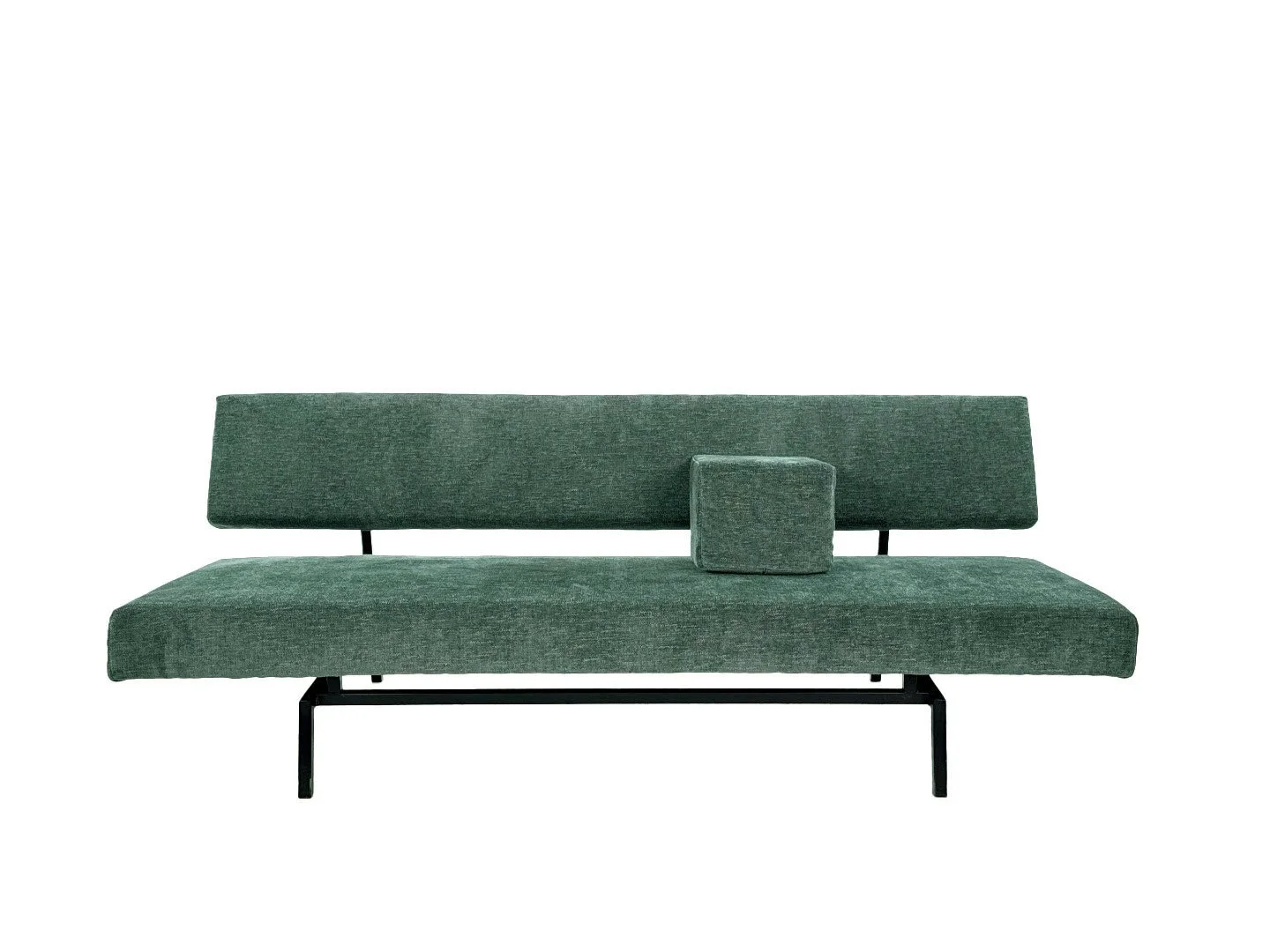 Vintage BR03 slaapbank van Martin Visser voor ’t Spectrum in staal en stof – totaalbeeld in zitstand