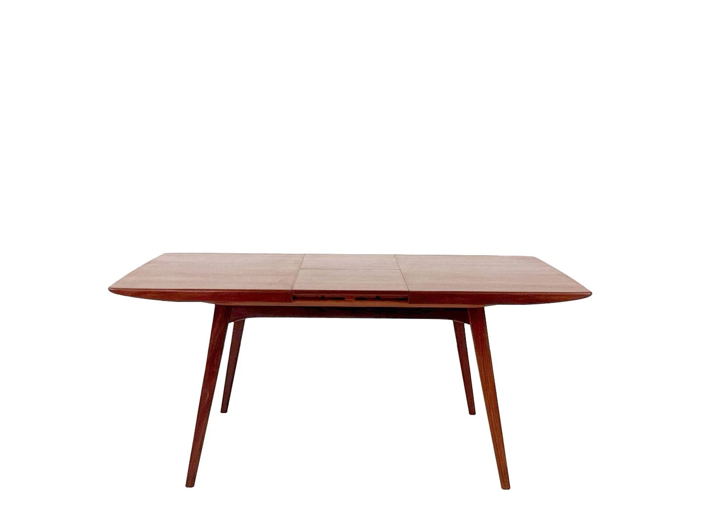 Uitschuifbare vintage eettafel van Louis van Teeffelen voor Webe – tafel uitgeschoven in totaalbeeld