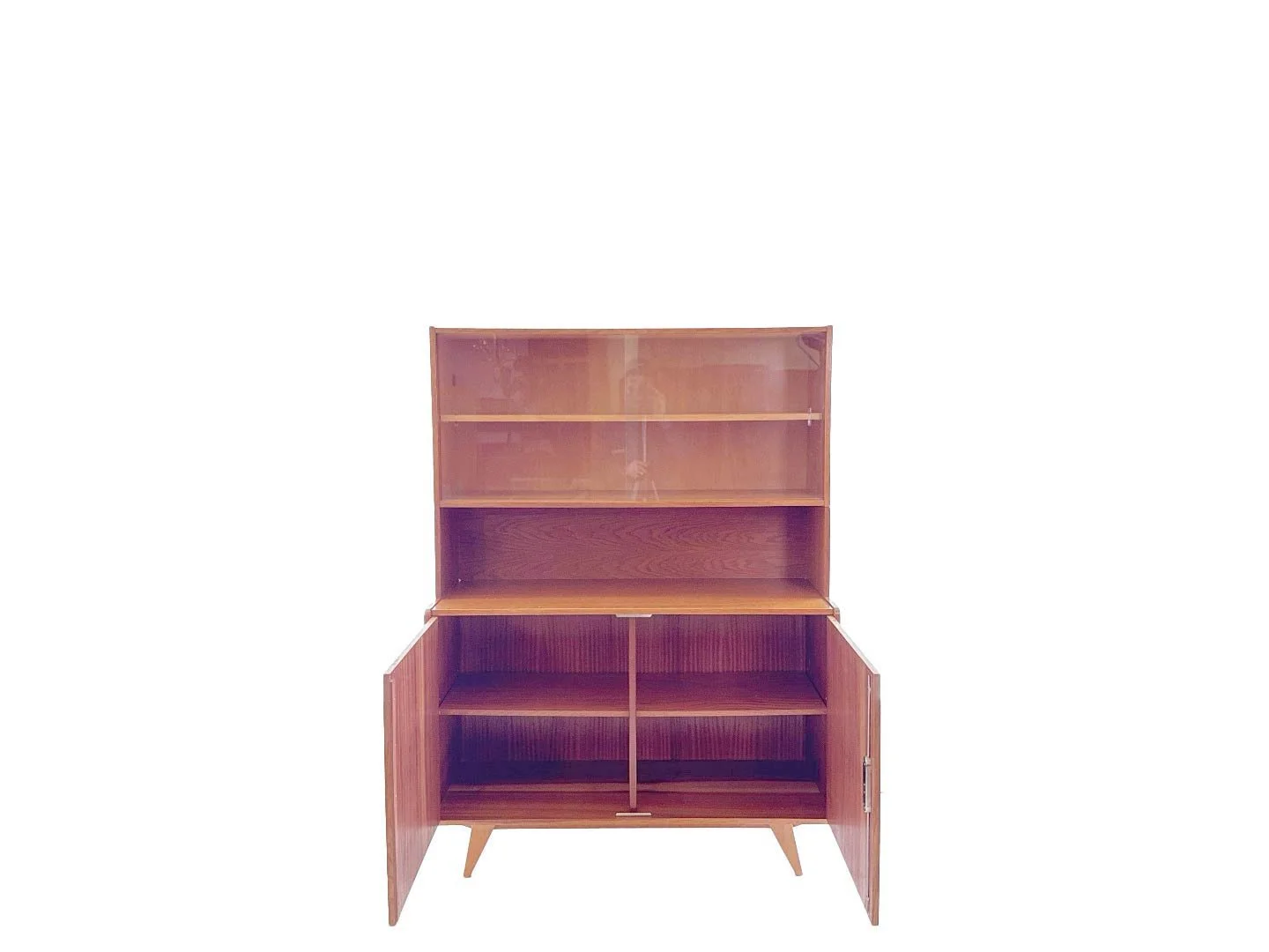 Vintage U-450 vitrinekast van Jiroutek voor Interier Praha in hout – met open deuren