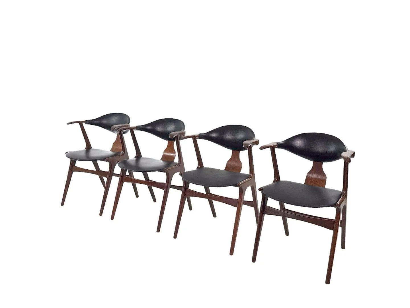 Koehoornstoelen Louis van Teeffelen AWA Holland teak en skai jaren 60.