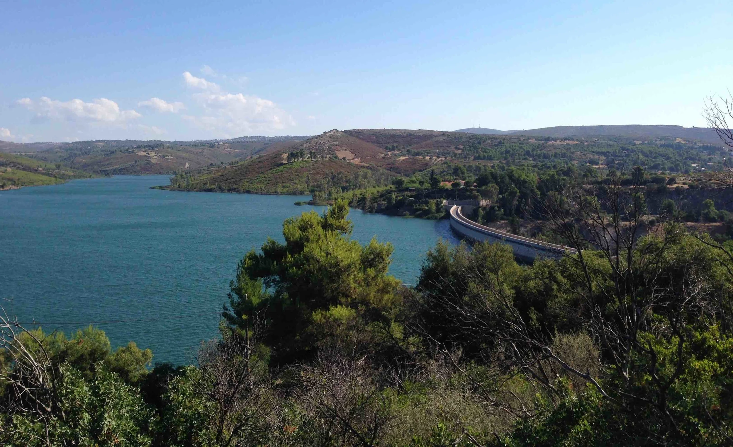 The historical reservoir and dam of Marathon in the district of Attica, Greece, is under the jurisdiction of EYDAP Athens Water Company. The dam was built in 1929 along with its long supply tunnel, and became the main provider of water for the city of Athens. It has a maximum capacity of 41,000,000 m3. Photo: Melina Nicolaides, 2016.