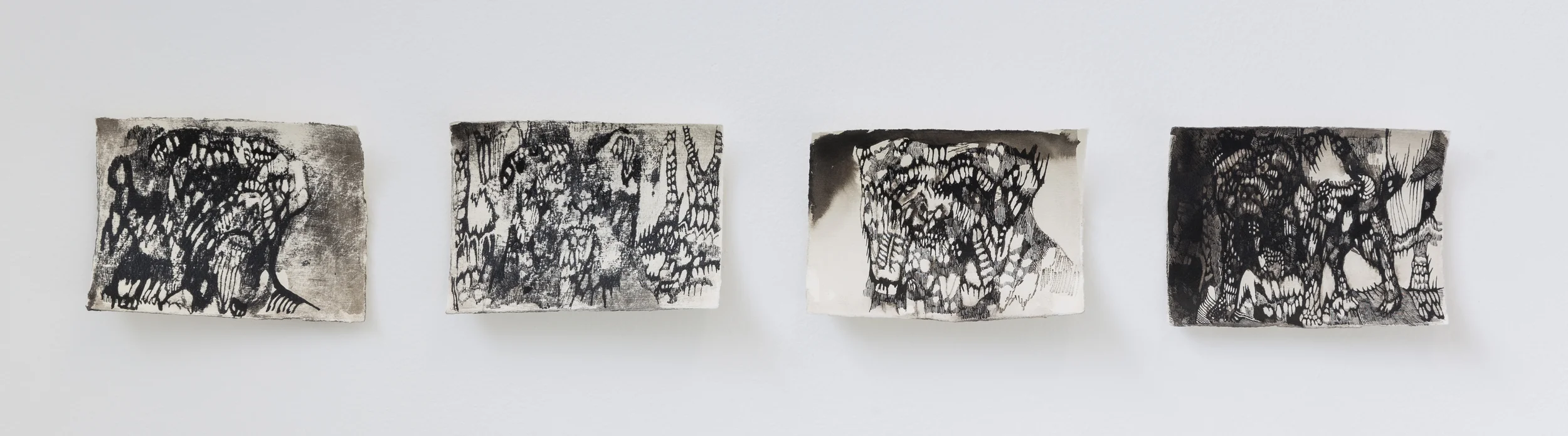 Josef Zlámal, bez názvu, 2015, tuš na ručním papíře, 15 x 19 cm, 4x