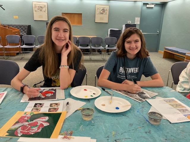 Kali Seiger, 15, and her sister Zoe, 17, enjoy making art together