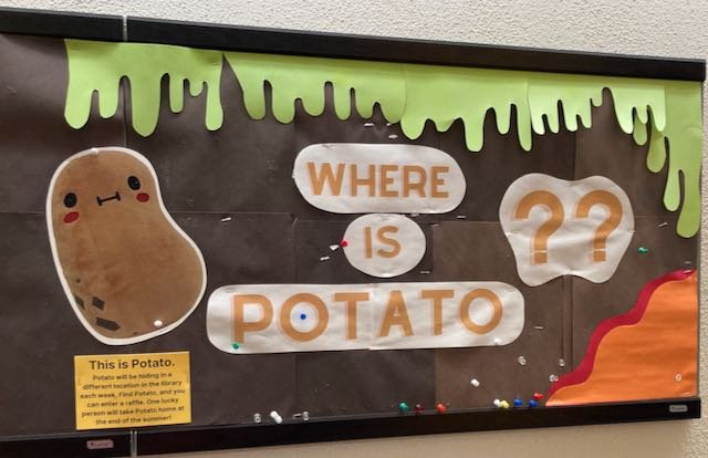 The bulletin board in the Young Adult area features "Potato"