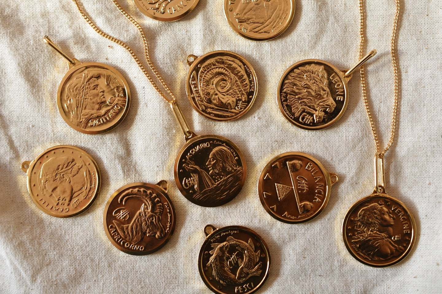 Italian Vintage Zodiac Necklaces &mdash;- Limited collection available, pre-sale exclusively online. 
S H O P small. Shop handmade. Shop local. 
westvillagetribe . c o m 

The story :: I&rsquo;ve been hoarding these vintage pendants that I found in I
