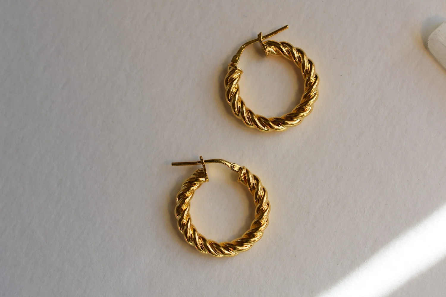 West Village Tribe Fusili Earrings 18K gold plated Italian vintage  silver hoops — West Village Tribe