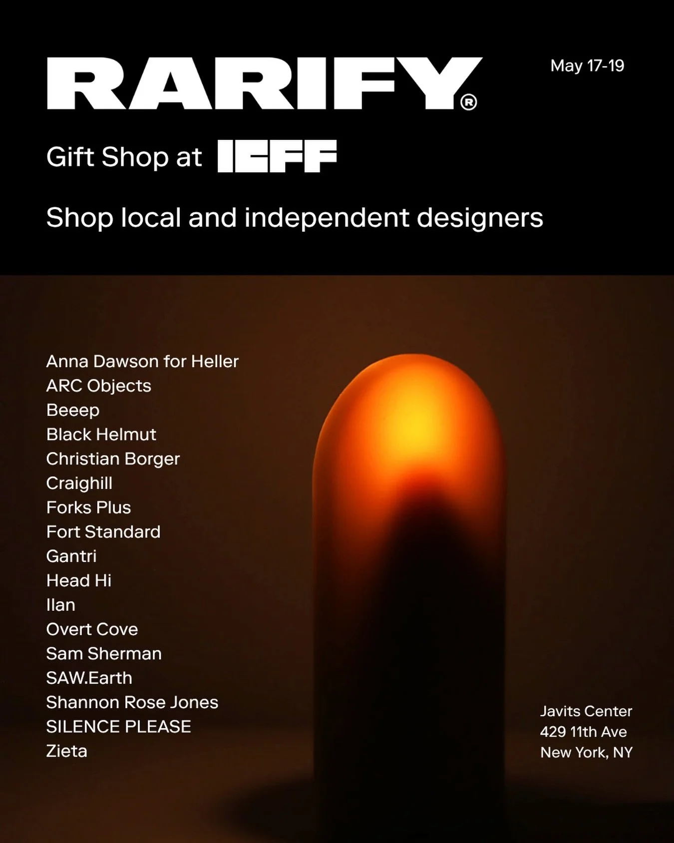 Excited to be taking part in @rarify popup @icff_official this year! Come shop all these amazing designers while at the Javitz Center.

Rarify Gift Shop at ICFF

A curated presentation of contemporary design objects, books, and sound systems from ind