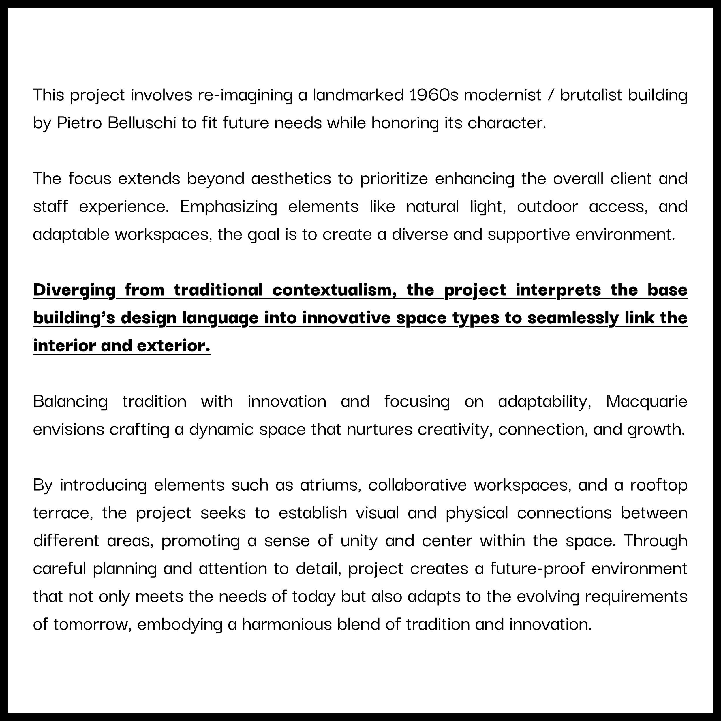 Project: Macquarie Philadelphia Client: Macquarie Type: Workspace Role: Project & Creative Lead @ Rapt Studio