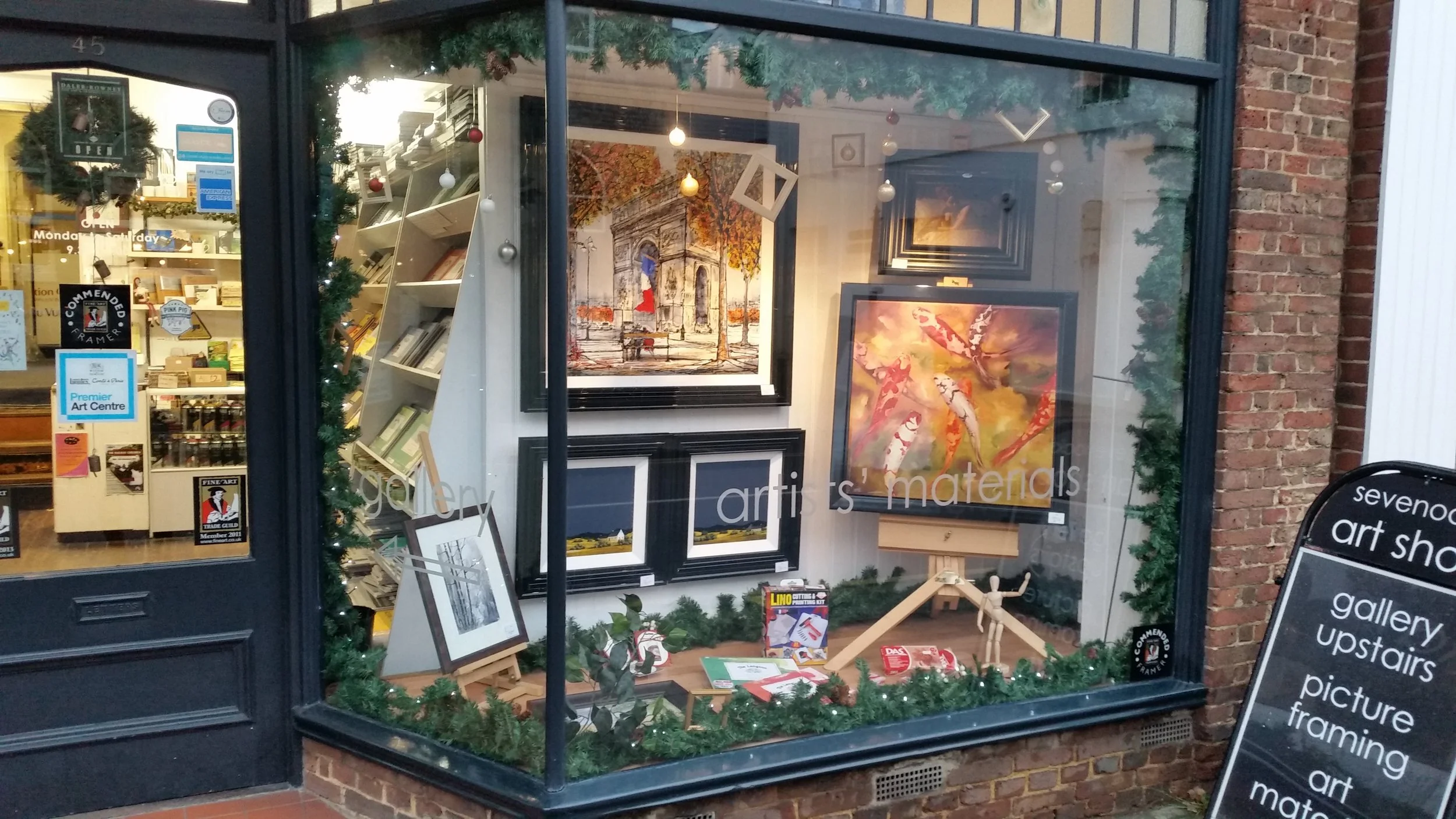 Work by Nigel Cooke and John Russel looking striking in black lacquer frames in our second window this week.