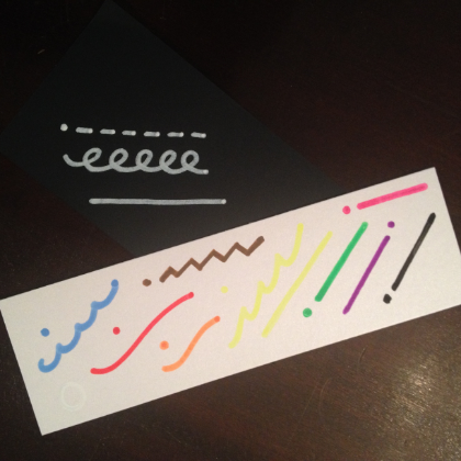 Chalk-Ola 5.5 mm markers tested on white metallic and black matte papers